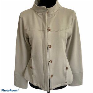NEON BUDDHA BEIGE MOTO JACKET w PEPLUM BACK